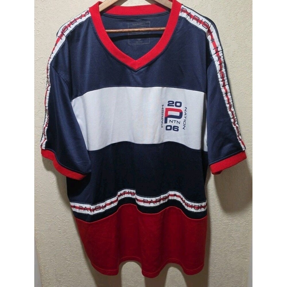 Parish Nation Men Jersey Size 4X Colorblock Graphic Health Wealth Wisdom Hip Hop